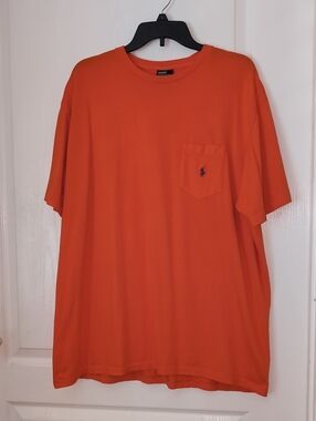 Polo Ralph Lauren Orange Cotton Pocket T-shirt. Size XL